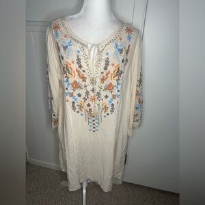 Umgee Cream Tunic with Colorful Embroidery size L